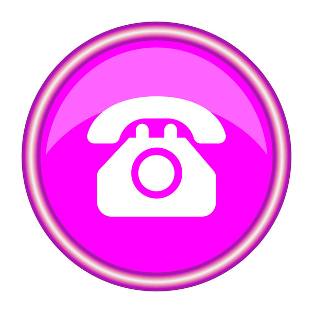 Phone pink glossy icon on white background. Vector illustration. - Vector, imagen