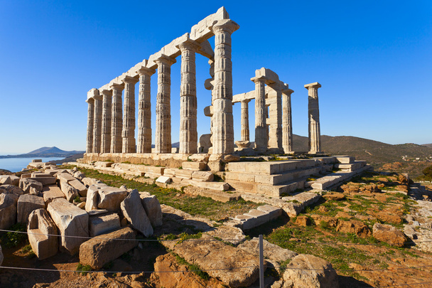 Poseidon chrám na mysu Súnion nedaleko Athén, Řecko - Fotografie, Obrázek