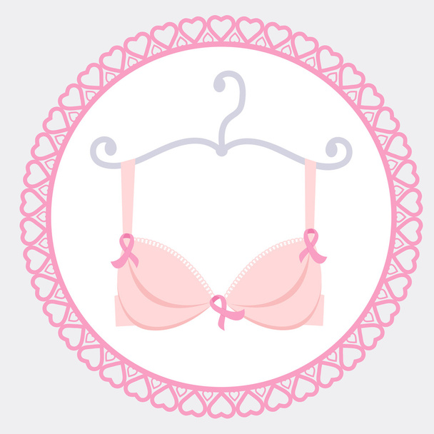 Bra with pink ribbon - Vector, Image