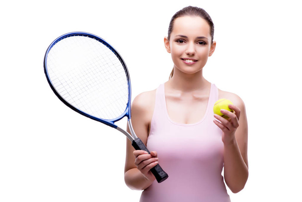 Elszigetelt fehér nő teniszező - Fotó, kép