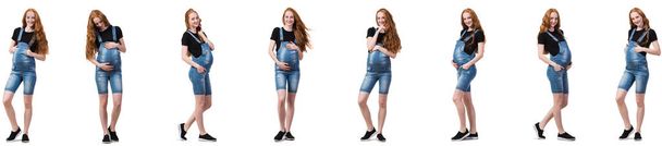 Femme enceinte en image composite isolée sur blanc - Photo, image