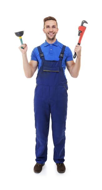 Plumber in blue uniform - Foto, Imagen
