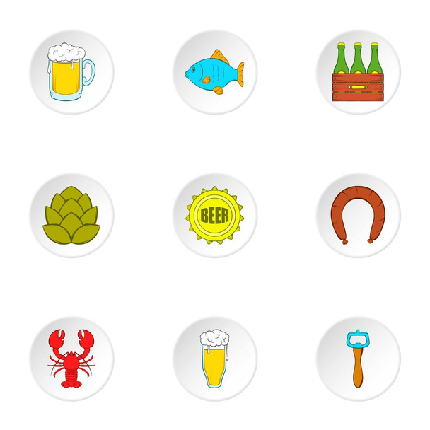 Ale icons set, cartoon style - Vector, Image