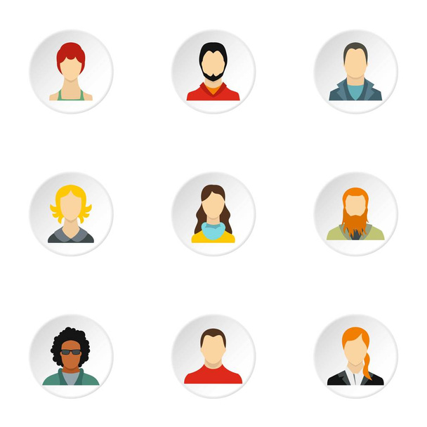 Avatar people icons set, flat style - Vector, Image