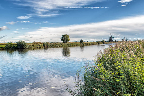 Nederlandse kanaal en gras landschap - Foto, afbeelding