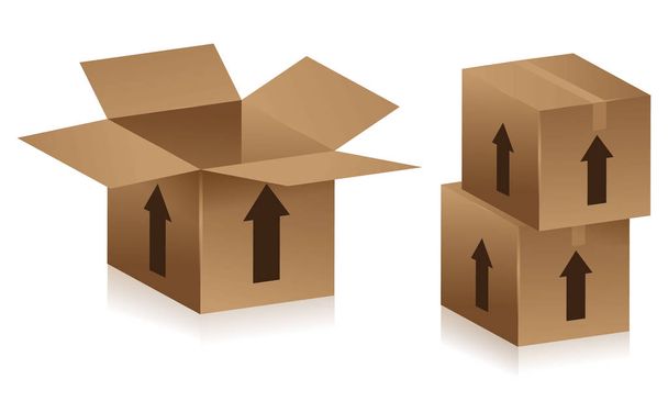 Open cardboard box - Vettoriali, immagini