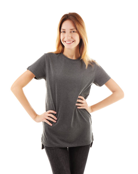 Young woman in blank t-shirt - Photo, Image