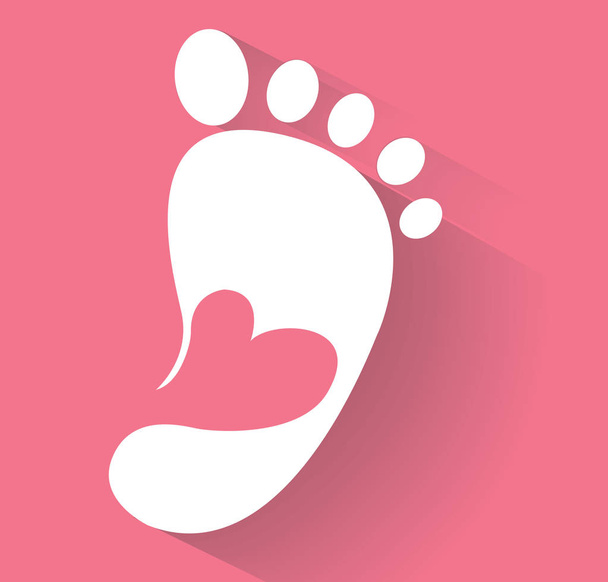 cute heart in footprint icon. Kids shoes store icon. Family sign. Parent and child symbol. Adoption emblem. Charity campaign. Vector illustration - Вектор, зображення