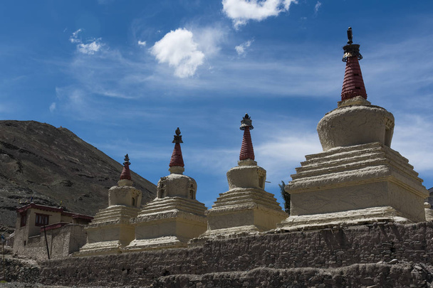 buddhist chortens in Ladakh, Asia, India - 写真・画像