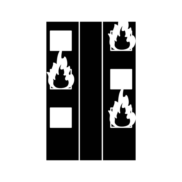 silhouette fire building residential emergency - Vector, Image