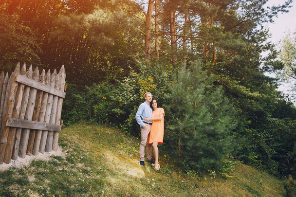loving couple walking park - Φωτογραφία, εικόνα
