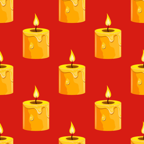 Seamless pattern with burning candle - Vetor, Imagem