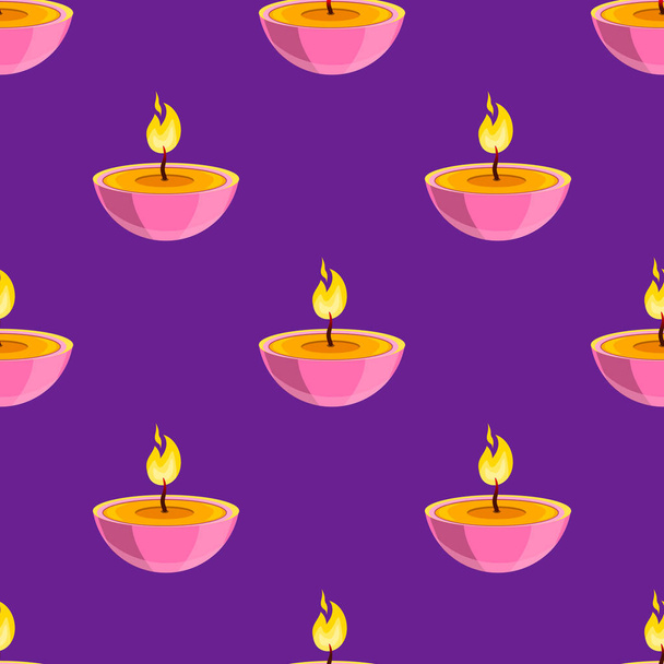 Seamless pattern with burning candle - Vektor, Bild