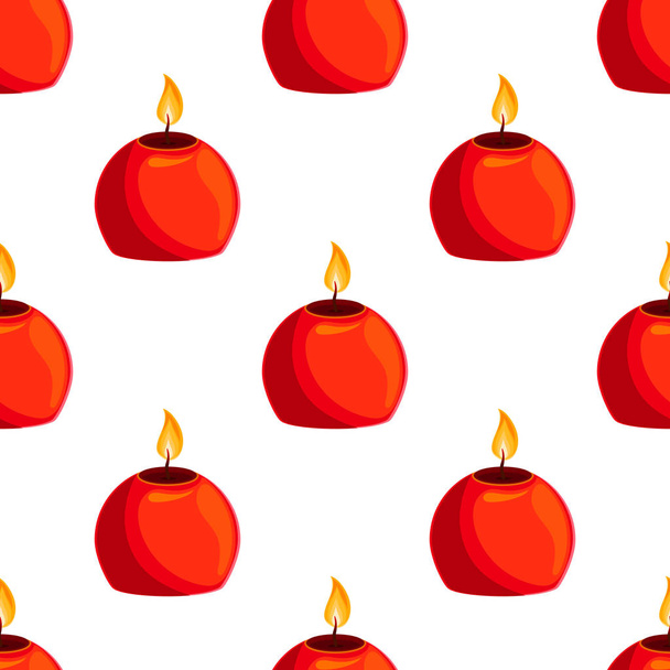 Seamless pattern with burning candle - Vector, afbeelding
