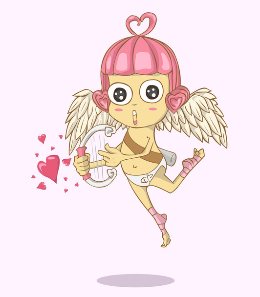 Cupido vector de dibujos animados y la ilustración. día de San Valentín
 - Vector, imagen