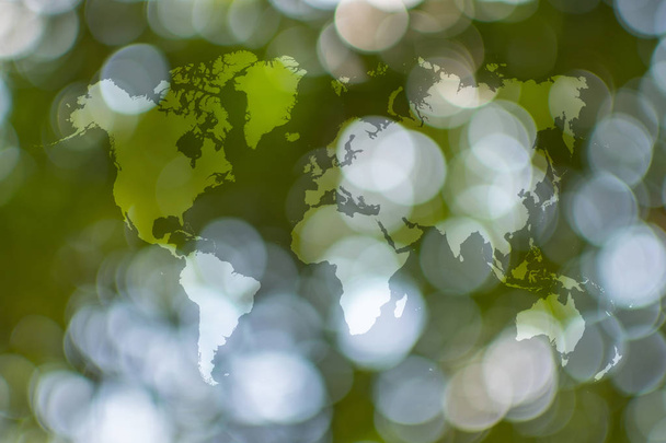 Soyut bokeh doğa ile Dünya Haritası - Fotoğraf, Görsel