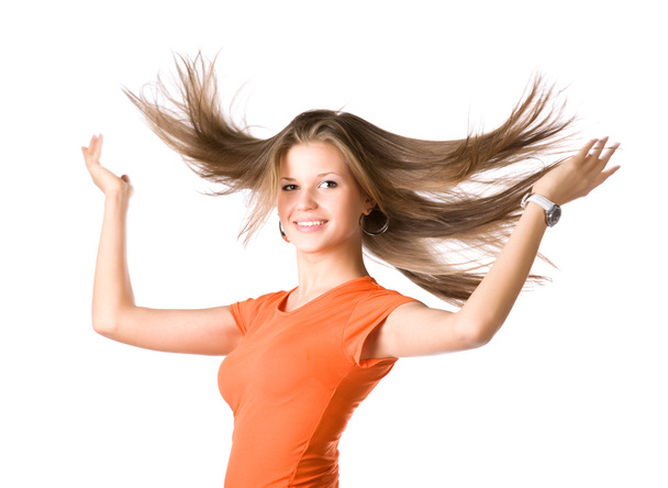 Young woman with fluttering hair - Photo, Image