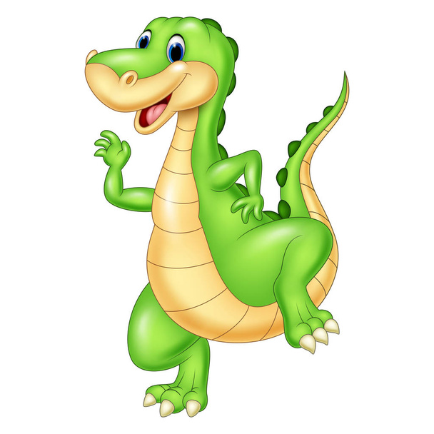 Cartoon groene dinosaur - Vector, afbeelding