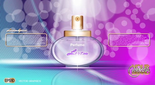 Digitális vector lila és kék üveg parfüm - Vektor, kép