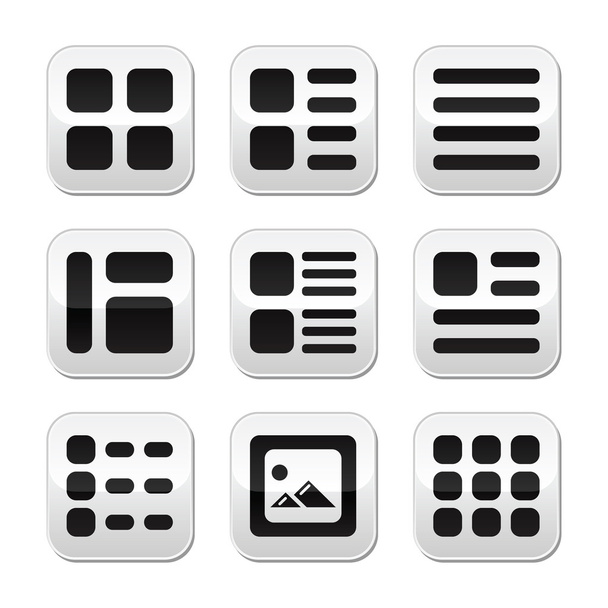Website gallery view Display options buttons set - list, grid - Vektor, obrázek