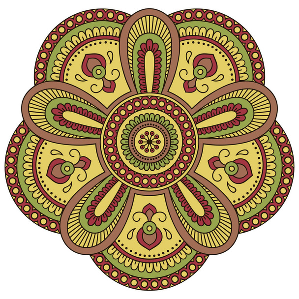 Vector color mandala. Mehndi style. - Vetor, Imagem