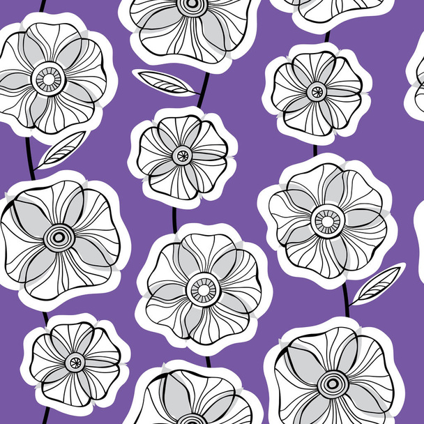 Beautiful Poppy Flowers set, Colorful Vector seamless pattern. - Vetor, Imagem