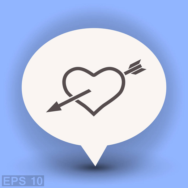 Pictograph of heart with arrow icon  - Wektor, obraz
