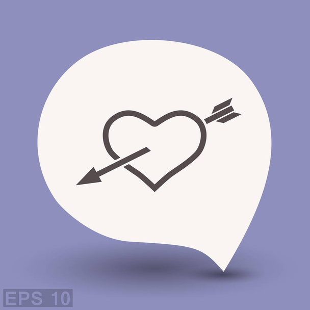 Pictograph of heart with arrow icon  - Vector, Imagen