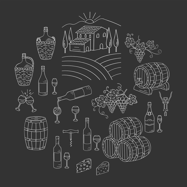 Набір для виготовлення вина та вина Векторні ілюстрації
 - Вектор, зображення