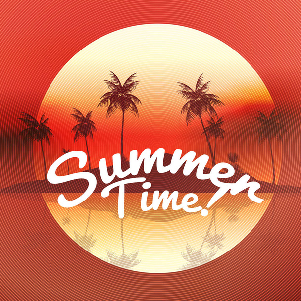 Abstrato Ilha tropical por do sol com texto de hora de verão - Vetor I
 - Vetor, Imagem