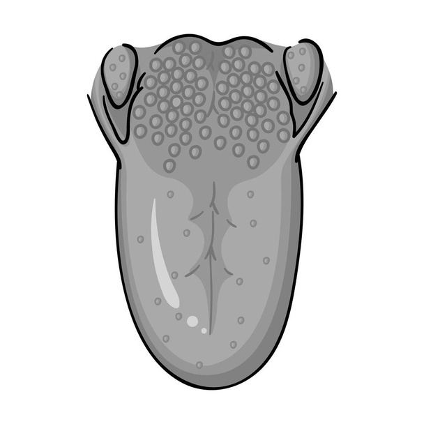 Human tongue icon in monochrome style isolated on white background. Human organs symbol stock vector illustration. - Vetor, Imagem