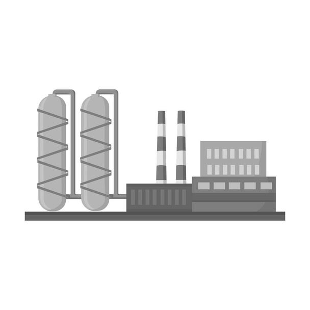 Olaj finomító gyár ikon elszigetelt fehér háttér, fekete-fehér stílusban. Olaj ipar szimbólum vektor stock illusztráció. - Vektor, kép