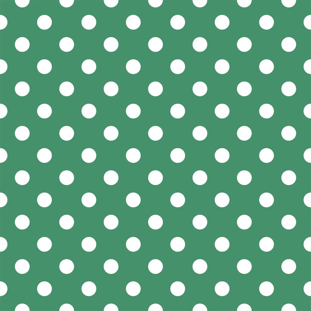 retro nahtlose Vektor-Textur oder Muster mit weißen Tupfen auf grünem Hintergrund - Vektor, Bild