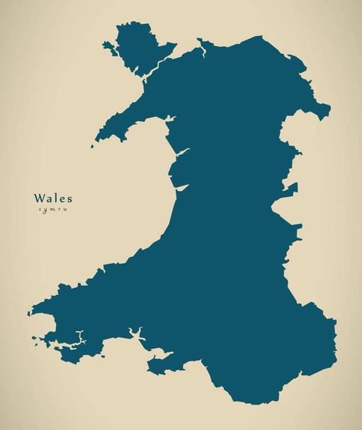 Modern Map - Wales UK country silhouette - Photo, Image