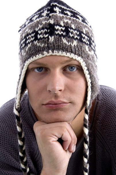 Young man wearing winter hat - 写真・画像
