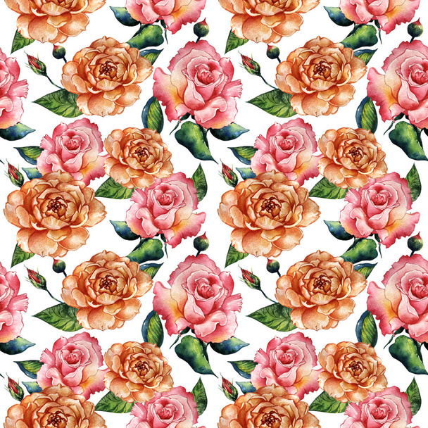 Flor silvestre rosa patrón de flores en un estilo de acuarela aislado
. - Foto, Imagen