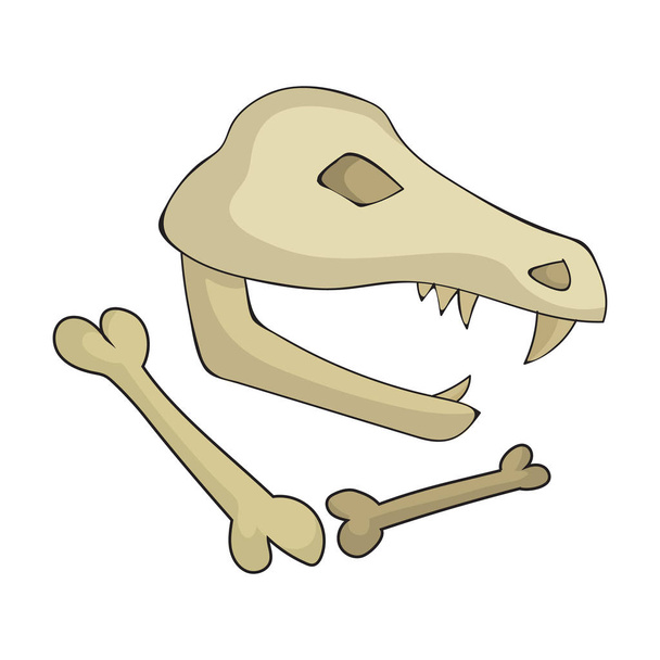 Dinosaur fossils icon in cartoon style isolated on white background. Stone age symbol stock vector illustration. - Вектор,изображение