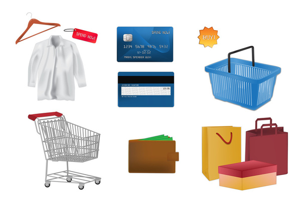Shopping icons - Vector, Image