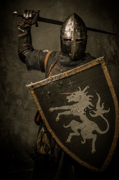 Средневековый рыцарь с мечом
 - Фото, изображение