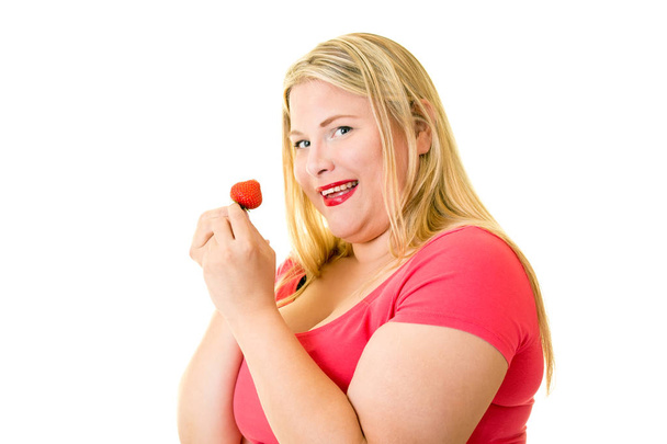 overweight woman with food - Foto, Imagem