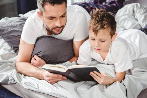 Father and son reading book  - Foto, Imagem