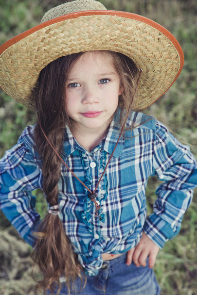 Portrait little girl Cowboy - Фото, зображення
