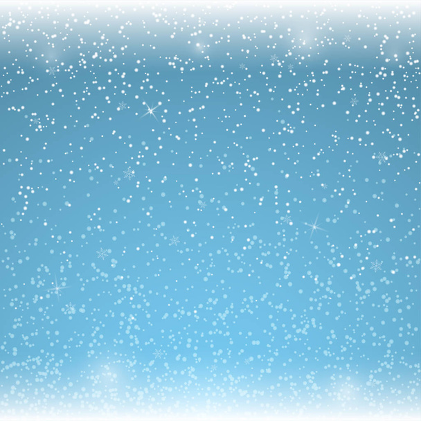 Christmas blue background with falling snowflakes. Vector illustration. - Vector, Image