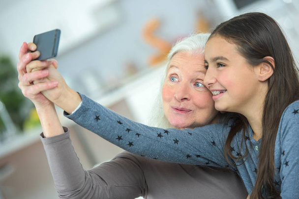 taking selfie with grandmother - Foto, Imagem