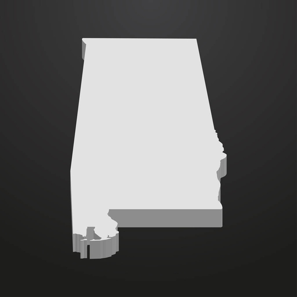 Alabama State carte en gris sur un fond noir 3d
 - Vecteur, image