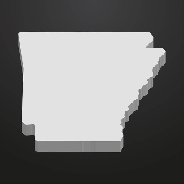 Arkansas Mapa del estado en gris sobre un fondo negro 3d
 - Vector, Imagen