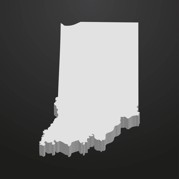 Mapa del estado de Indiana en gris sobre un fondo negro 3d
 - Vector, Imagen