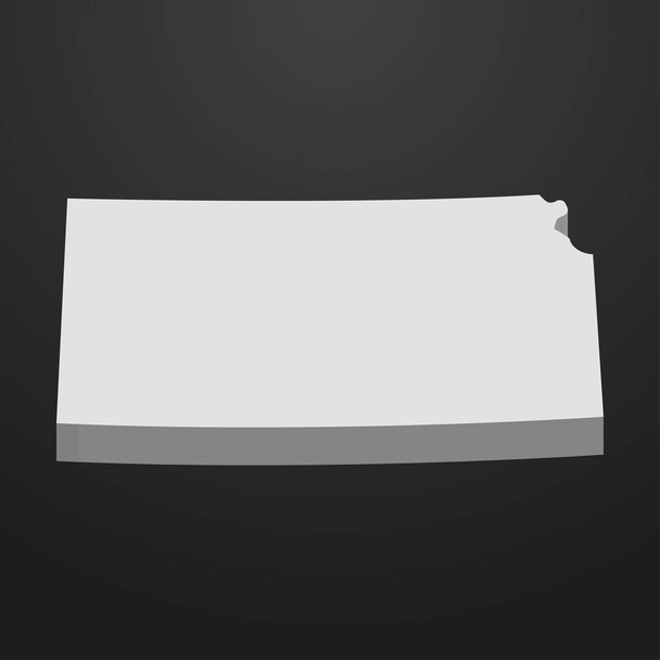 Kansas State mapa en gris sobre un fondo negro 3d
 - Vector, Imagen