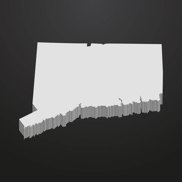 Connecticut Mapa del estado en gris sobre un fondo negro 3d
 - Vector, Imagen