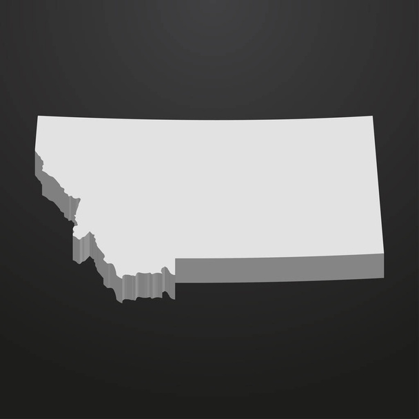 Montana State mapa en gris sobre un fondo negro 3d
 - Vector, imagen